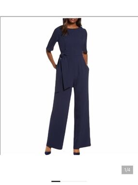 julia jordan Navy Wide-Leg Jumpsuit with Side Tie
